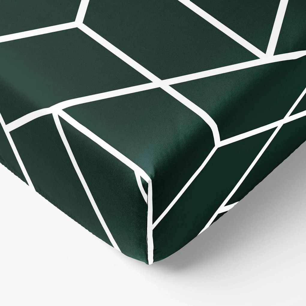 Goldea bavlnená napínacia plachta - mozaika na tmavo zelenom 90 x 200 cm