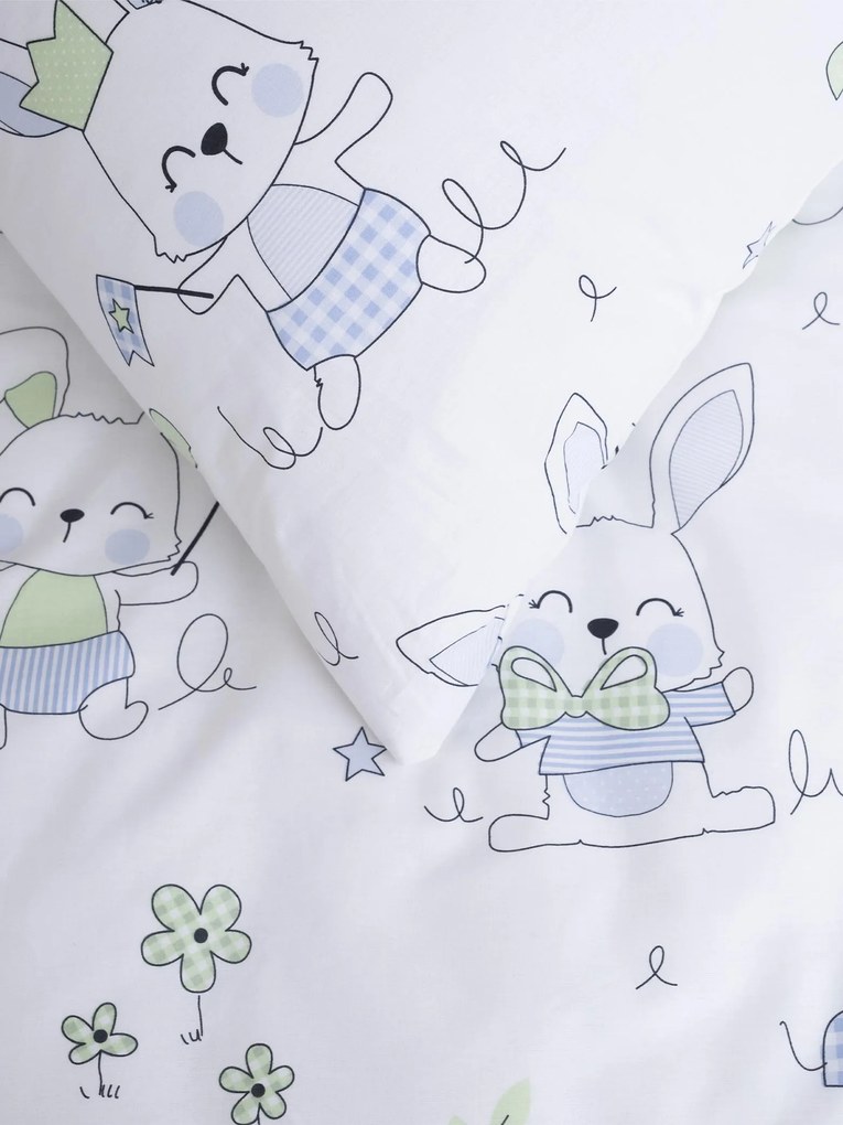 Bavlnená obliečka na vankúš Renforcé 50 × 70 cm - Zajačikovia modré