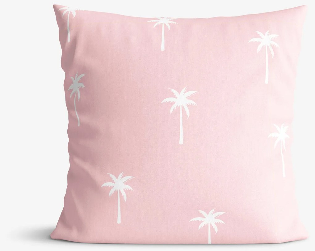 Goldea bavlnená obliečka na vankúš - palmy na pastelovo ružovej 40 x 40 cm
