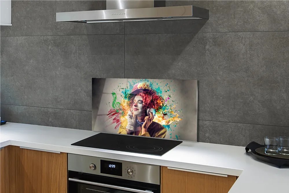Sklenený obklad do kuchyne Klaun farba poznámky 125x50 cm