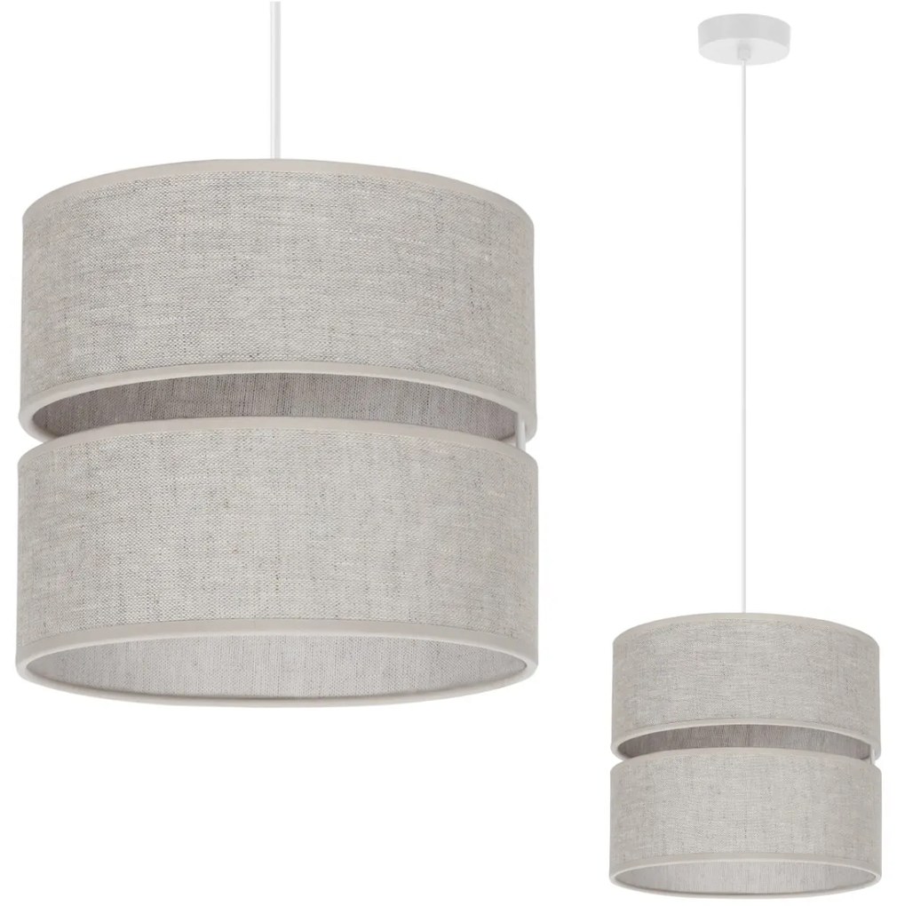 Závesné svietidlo Len, 1x svetlobéžové textilné tienidlo, (fi 20 cm), w