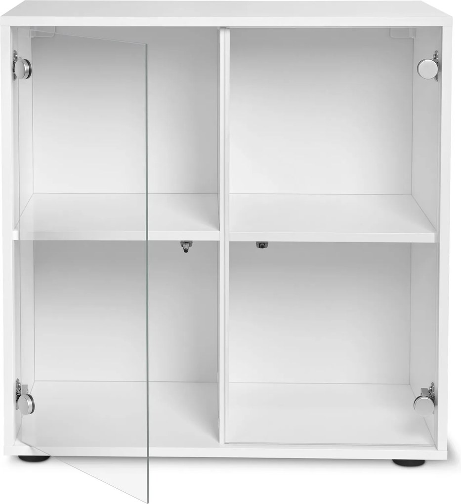 Regálový modul »Flemming«, cca 75 x 75 cm, so sklenenými dvierkami, biely
