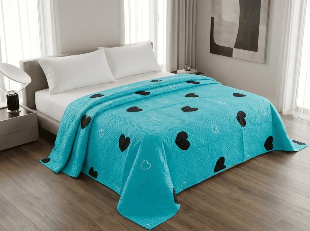 Prehoz na posteľ CORAZON BLEND, modrý Rozmer: 170 x 210 cm