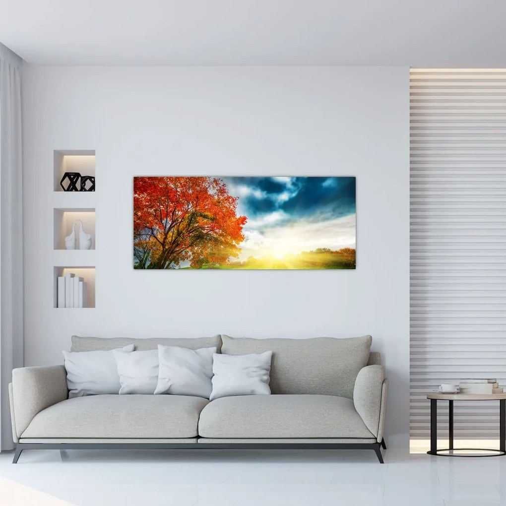 Obraz krajiny zaliate slnečným svitom (120x50 cm)
