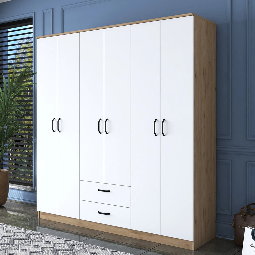 Šatní skříň BA 115 180 cm ořech/bílá