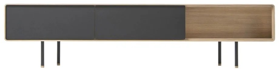 Čierny/v prírodnej farbe TV stolík z dubového dreva 200x48 cm Fina – Gazzda