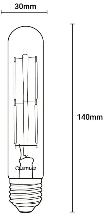 LED žiarovka E27 T30 6W = 50W 660lm 3000K Warm 360° Filament LUMILED