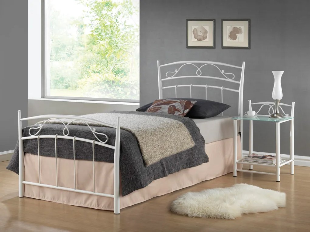 SIGNAL Siena 90 kovová jednolôžková posteľ s roštom biela