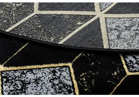 Okrúhly koberec GLOSS moderný 400B 86 štýlový, glamour, art deco, 3D geometrický čierna / zlatá Veľkosť: kruh 150 cm