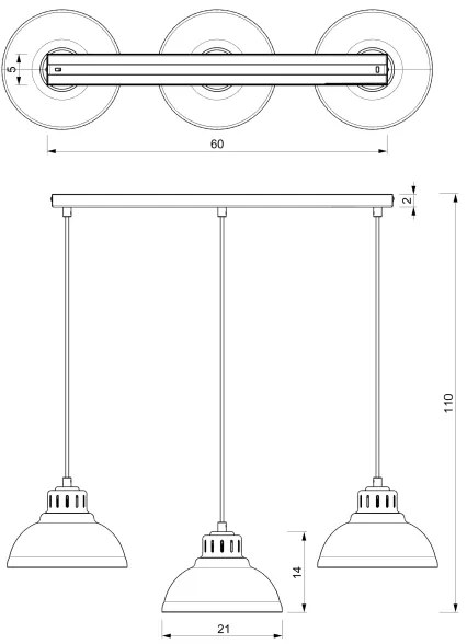 Luster na lanku SVEN 3xE27/15W/230V čierna
