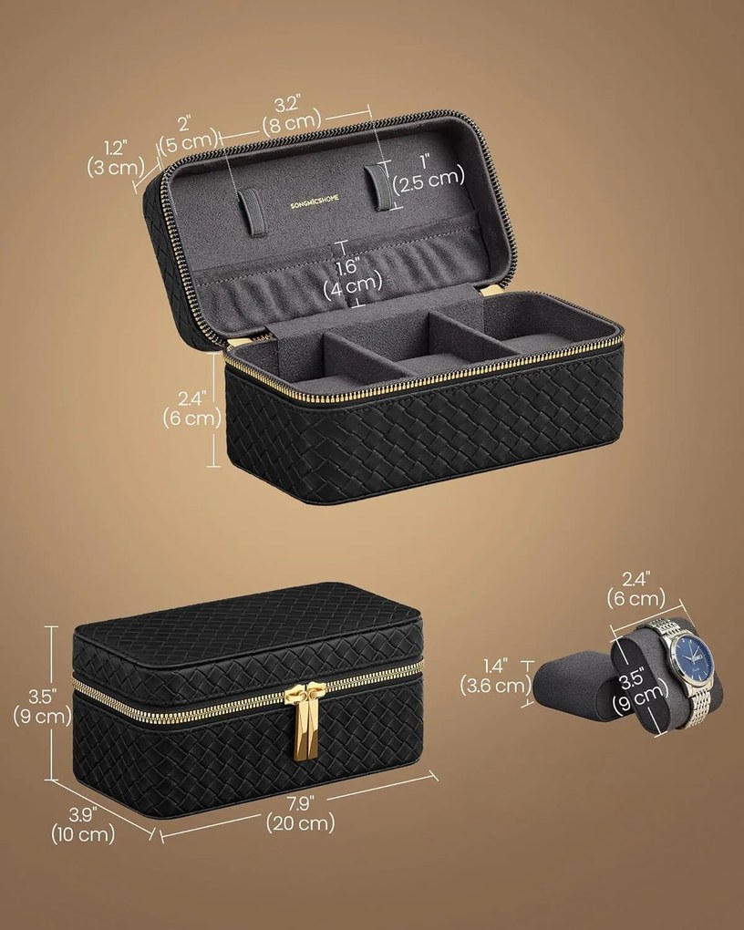 Úložný box na hodinky Lumos čierny/šedý