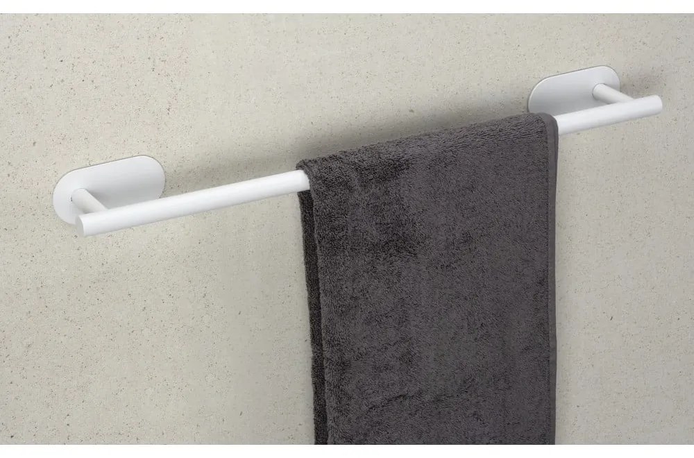 Biely samodržiaci držiak na uteráky z nehrdzavejúcej ocele Orea Uno – Wenko