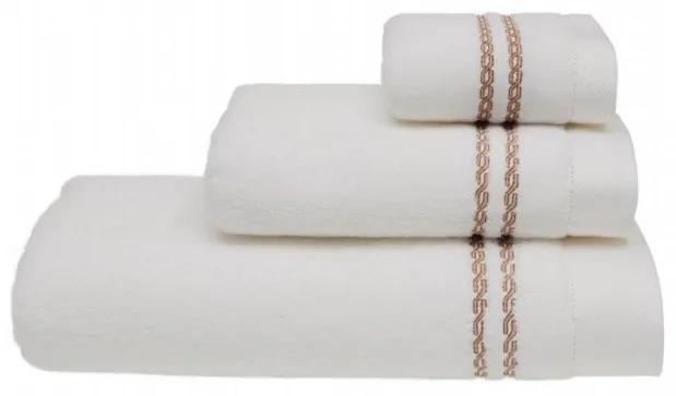 Soft Cotton 3x malý uterák CHAINE 30x50 cm Biela / ružová výšivka