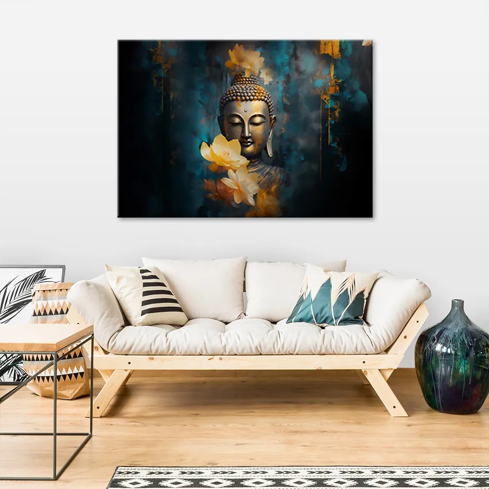Gario Obraz na plátne Budha a zlaté kvety Rozmery: 120 x 80 cm