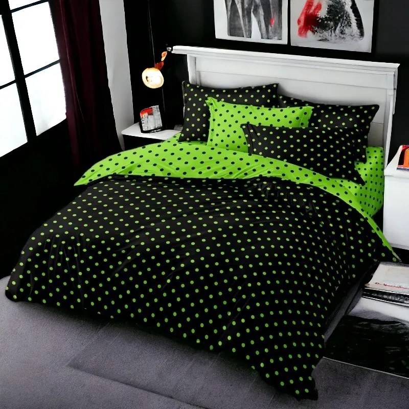 Obliečky DOTS and COLOURS LIME BLACK 7-dielna sada 140x200 cm