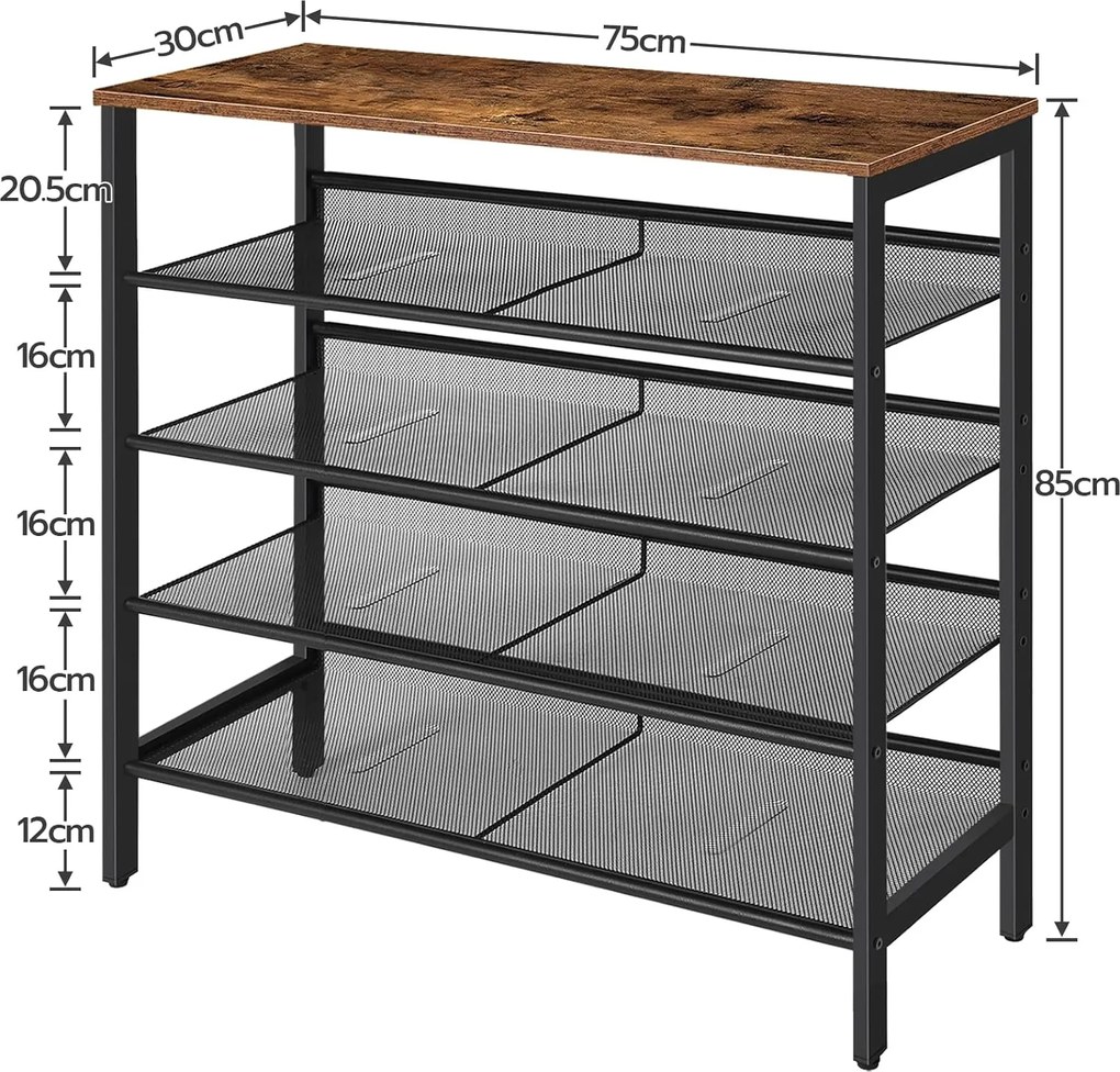 Botník Vasagle Grego 75 cm černý/hnědý