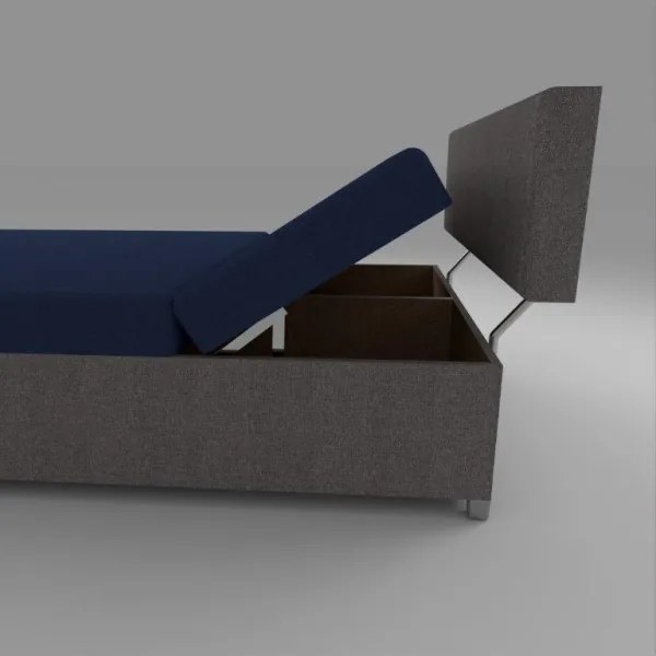 Čalúnená válenda s polohovaním a úložným priestorom DALLAS 108x205 cm šedá/modrá