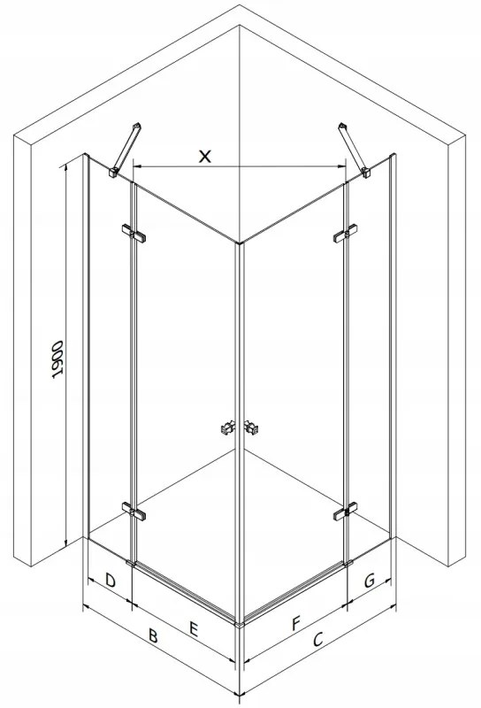 Mexen Roma, Duo Door, sprchovací kút 90 (dvere) x 90 (dvere), 6mm číre sklo, chrómový profil, 854-090-090-02-00