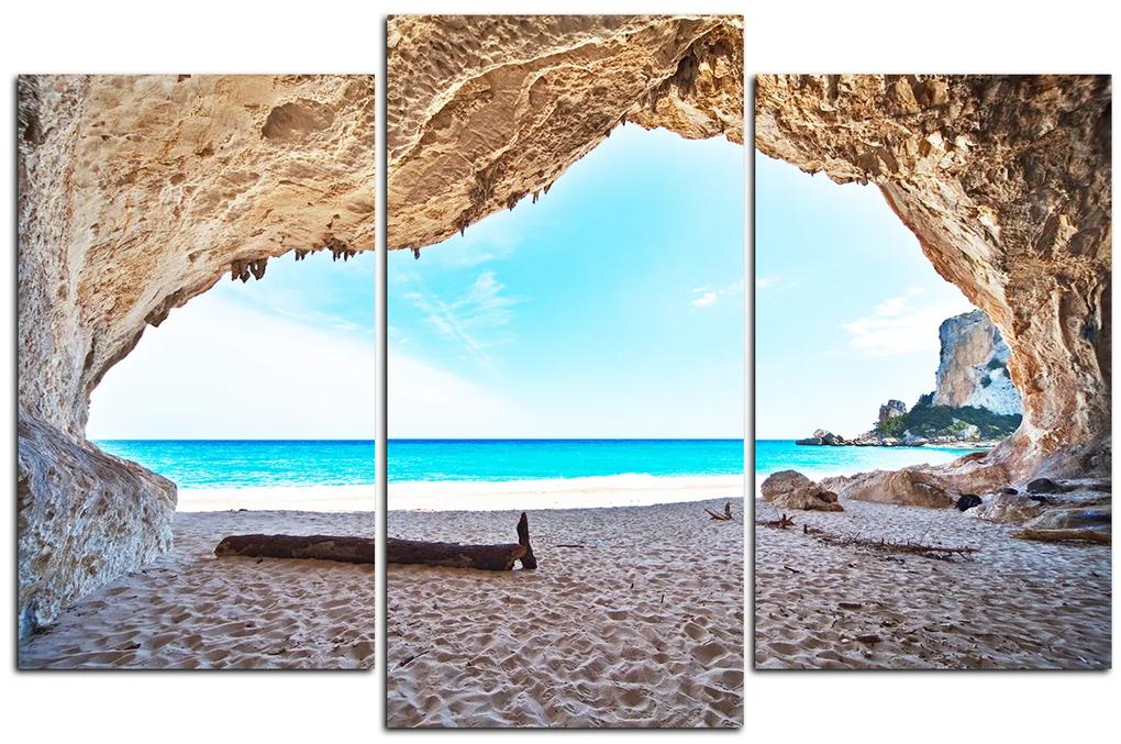 Obraz na plátne - Výhľad na pláž z jaskyne 140C (90x60 cm)