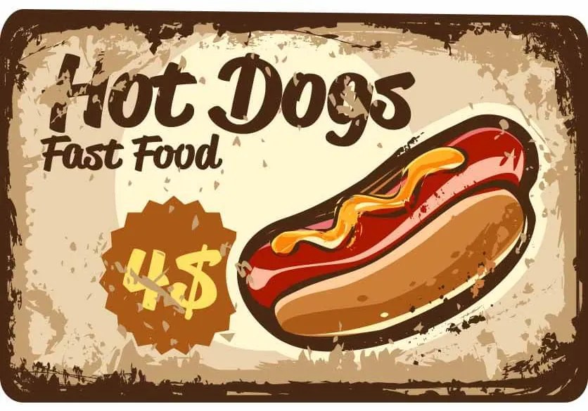 Ceduľa Restaurant Menu Hot Dogs
