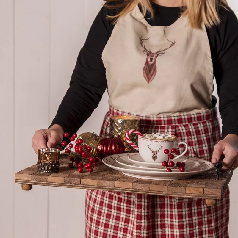 Porcelánová šálka s tanierikom s jeleňom Cosy Lodge - 12*9*6 cm / 200 ml