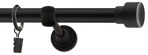 Dekorstudio Garniža jednoradová SLICK čierna matná 19mm Dĺžka: 120cm, Typ uchytenia: Držiak otvorený, Typ príslušenstva: Krúžky tiché so štipcami