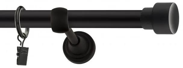 Dekorstudio Garniža jednoradová SLICK čierna matná 19mm Dĺžka: 220cm, Typ uchytenia: Držiak modern, Typ príslušenstva: Krúžky tiché so štipcami