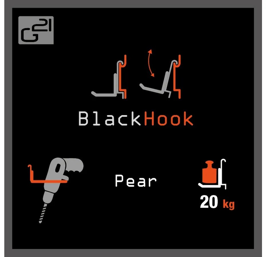 Závesný systém G21 BlackHook pear 12 x 10,5 x 21,5 cm 635009