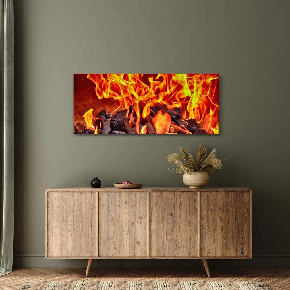 Obraz horiacich uhlíkov (120x50 cm)