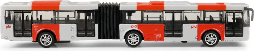 RAPPA Kovový kĺbový autobus DPP - PID Praha červený, 18 cm
