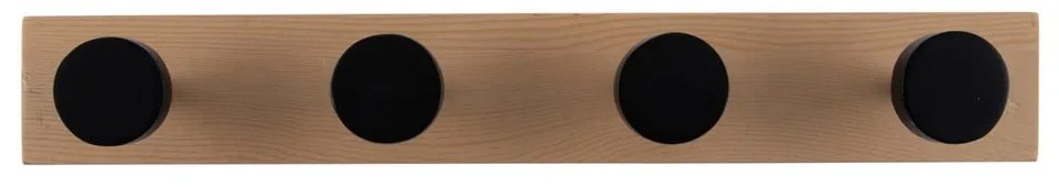 Čierny nástenný vešiak z borovicového dreva Knobs – PT LIVING