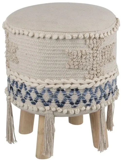 Modro-krémová stolička - podnožka Denim - 30 * 45cm