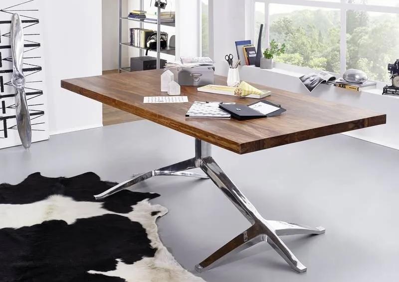 Bighome - BARON Jedálenský stôl 200x100 cm - strieborná noha, palisander
