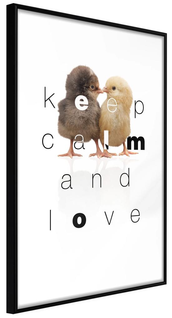 Artgeist Plagát - Keep Calm and Love [Poster] Veľkosť: 20x30, Verzia: Čierny rám s passe-partout