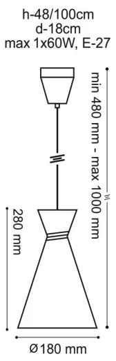 Luster na lanku TOKYO 1xE27/60W/230V