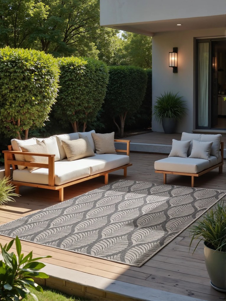 Kusový koberec Duet Liora 106246 White/Gray - na von aj na doma, 160x230, šedá, chodba / predsieň, NORTHRUGS