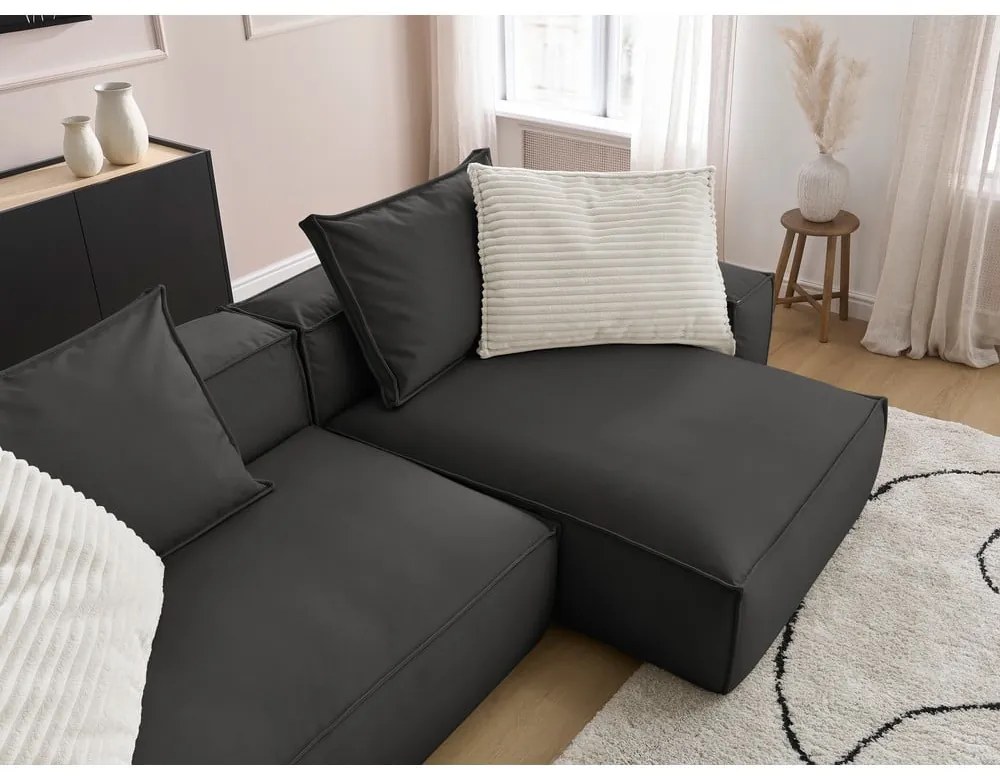 Čierna rohová pohovka z imitácie kože Boheme – Bobochic Paris