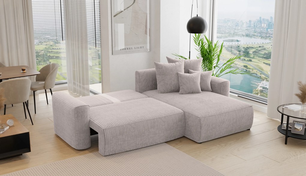 Rohová sedačka Baria (P) (svetlohnedá). Akcia -20%. Vlastná spoľahlivá doprava až k Vám domov. 1133082