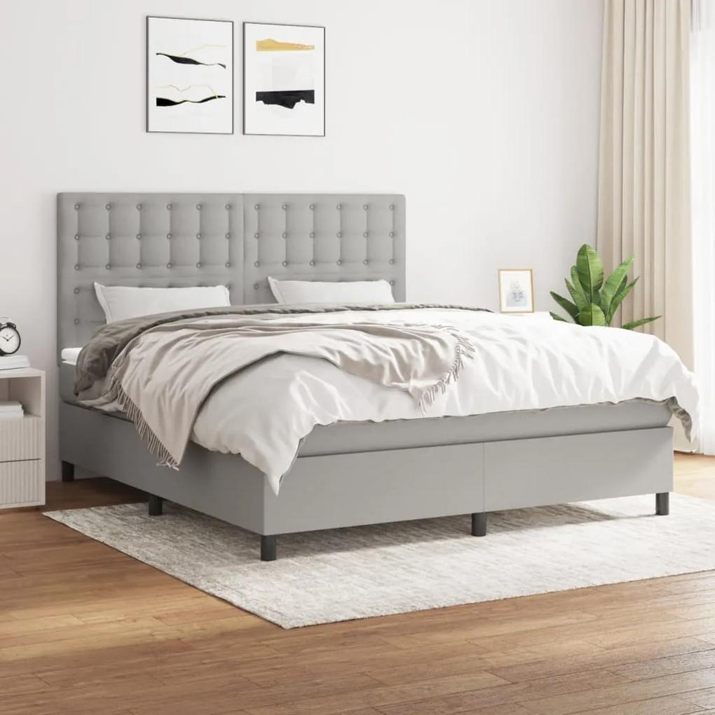 Boxspring posteľ s matracom bledosivá 180x200 cm látka 3142113