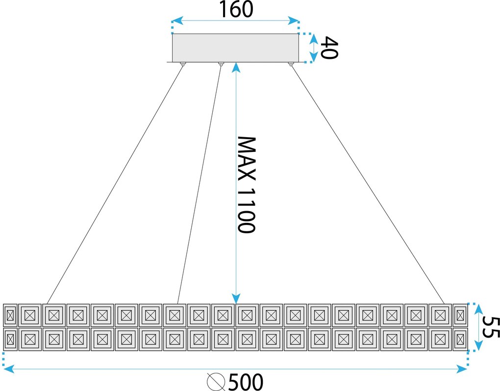 Toolight Toolight, LED stropné svietidlo 50cm, 36W, 4000K, MS005-CP, chrómová, OSW-09615