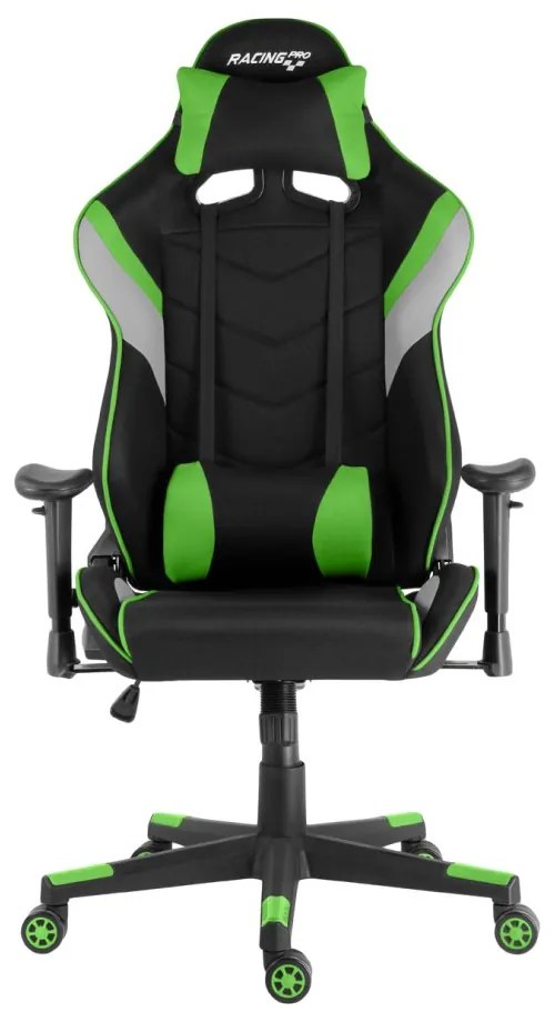 Herná stolička Racing PRO ZK-021 TEX — látka, čierna / zelená