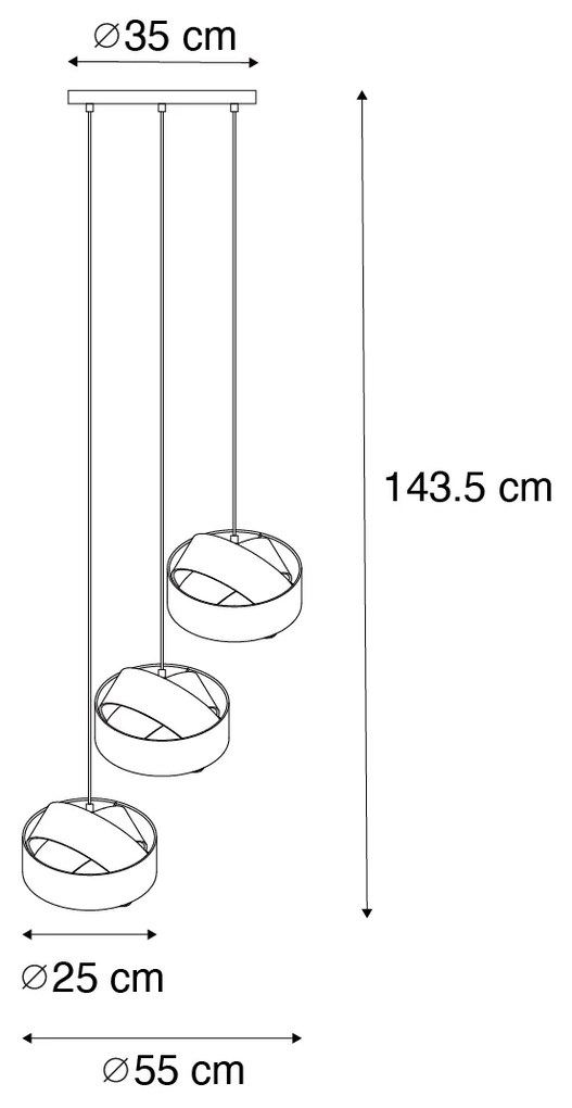 Moderné závesné svietidlo čierne 3-žiarovkové - Cloth