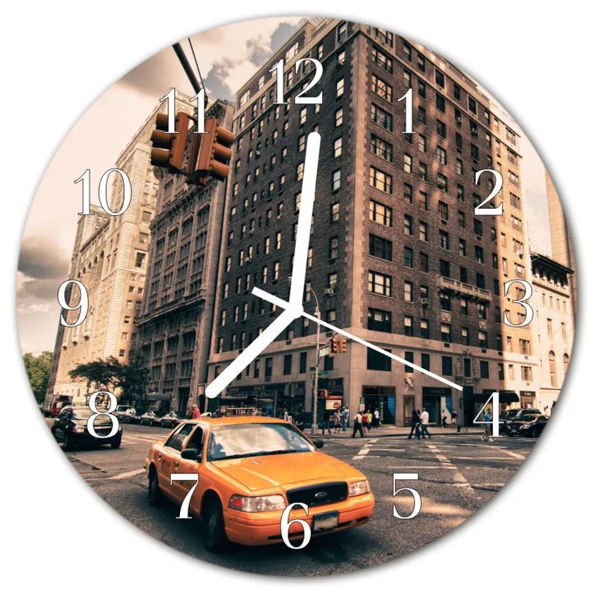 Nástenné sklenené hodiny Taxi fi 30 cm