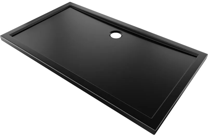 Mexen, Mexen Flow obdĺžniková sprchová vanička slim 150 x 70 cm, čierna matná, 46R707015