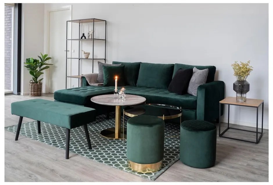 Okrúhly konferenčný stolík v bielo–zlatej farbe s doskou v dekore mramoru 70x70 cm Bolzano – House Nordic