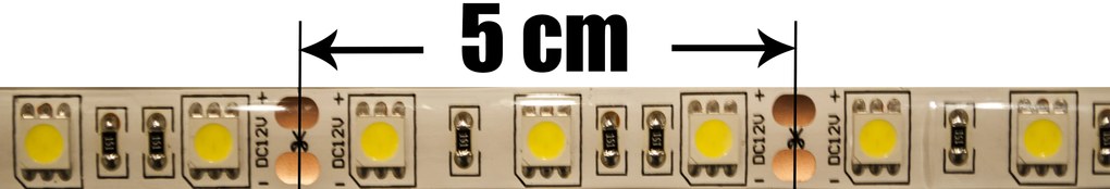 ECOLIGHT LED pásik - SMD 5050 - 5m - 300/5m - 14,4 W/m - teplá biela + konektor a zdroj