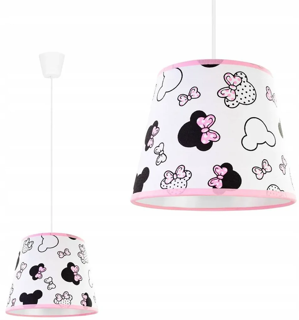 Detské závesné svietidlo Minnie, 1x textilné tienidlo so vzorom, s