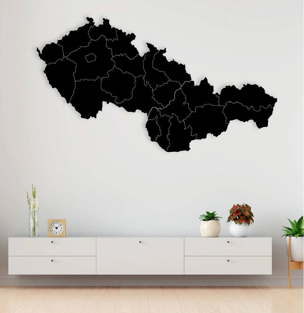 Drevená mapa Československej republiky - Zemepis: HDF - Orech 40 x 23 cm 4403-84131 HDF-M011