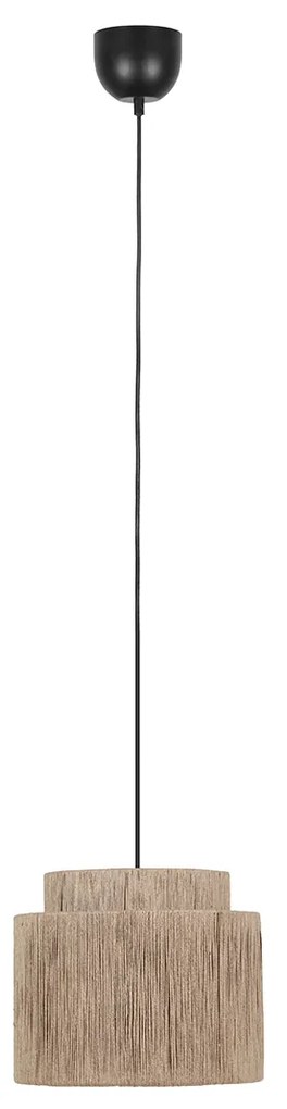 Japandi závesná lampa čierna s hnedým lanom 31cm - Smilla