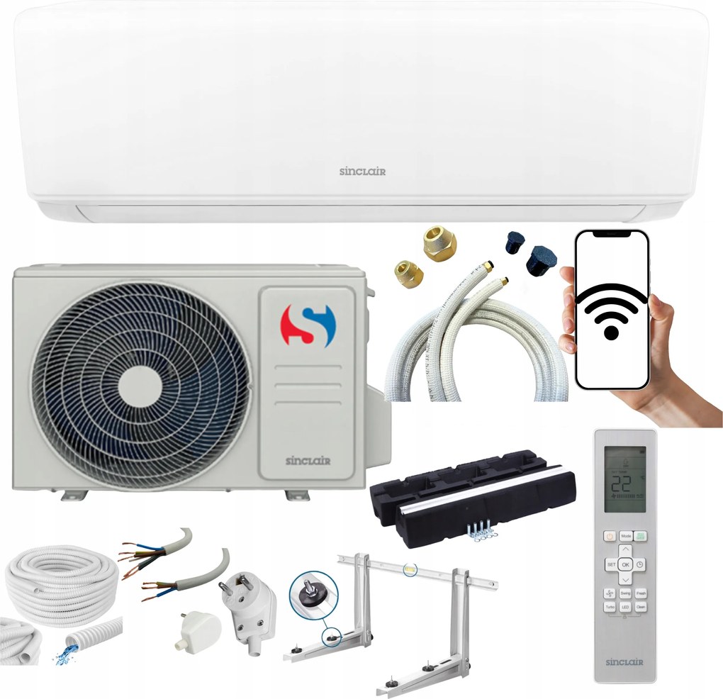 Nástenný klimatizátor Sinclair Sky 3,5 kW 40 m2 WiFi Ohrievač Pripravený Na Montáž